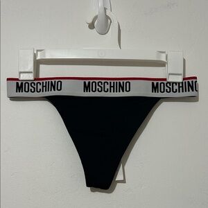 Moschino Black Thong with Logo Band